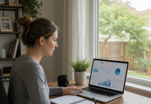 Creating a Psychic Affiliate Marketing Strategy: From Planning to Execution Affiliate marketer reviewing anonymous campaign analytics at a modest home office desk